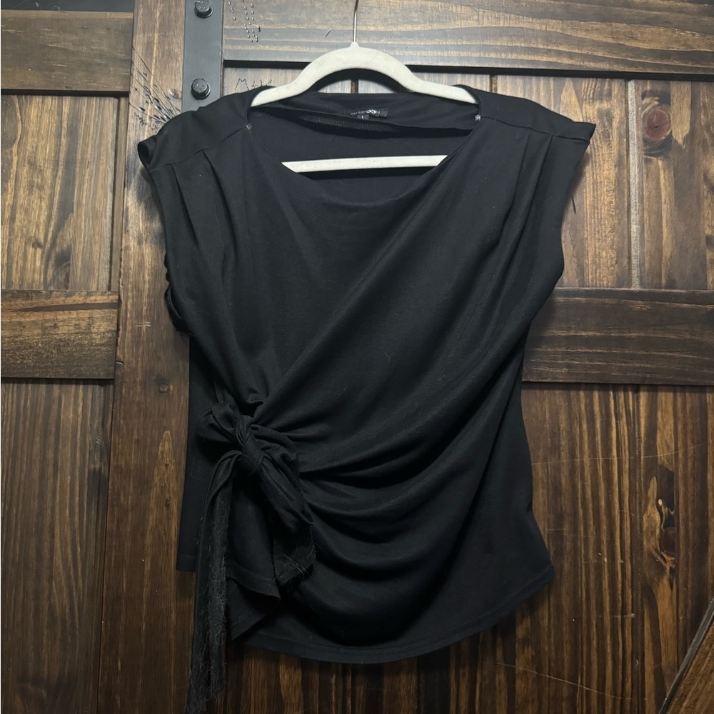 Papermoon Black Draped Blouse with Side Tie